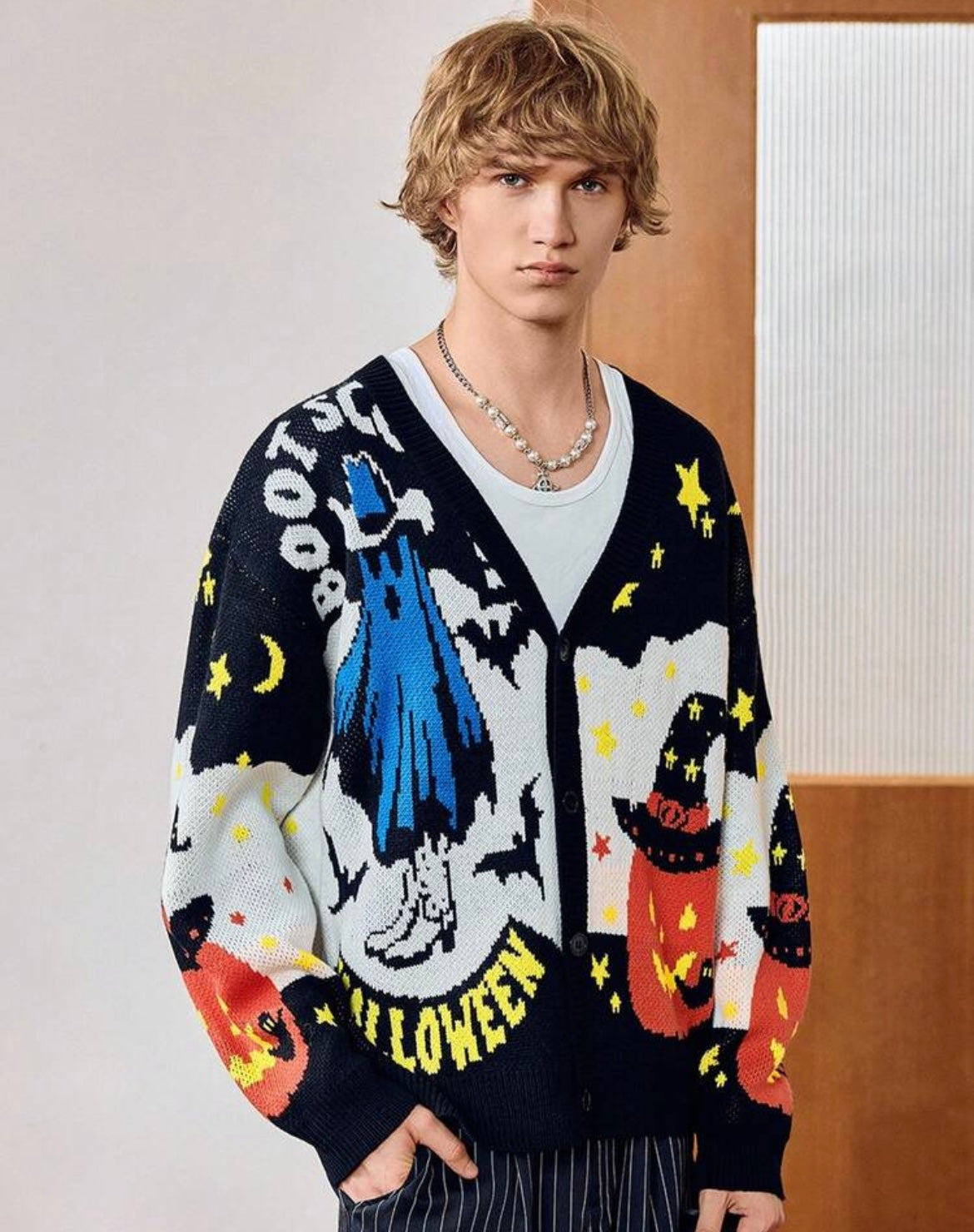 HALLOWEEN BUTTON UP SWEATER