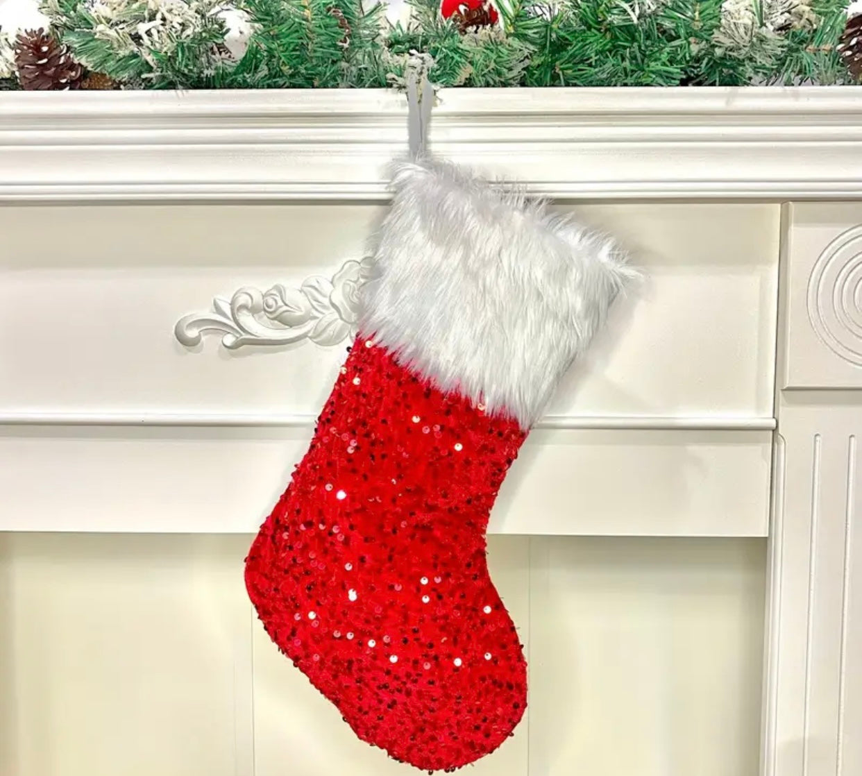 RED SPARKLE CHRISTMAS STOCKING