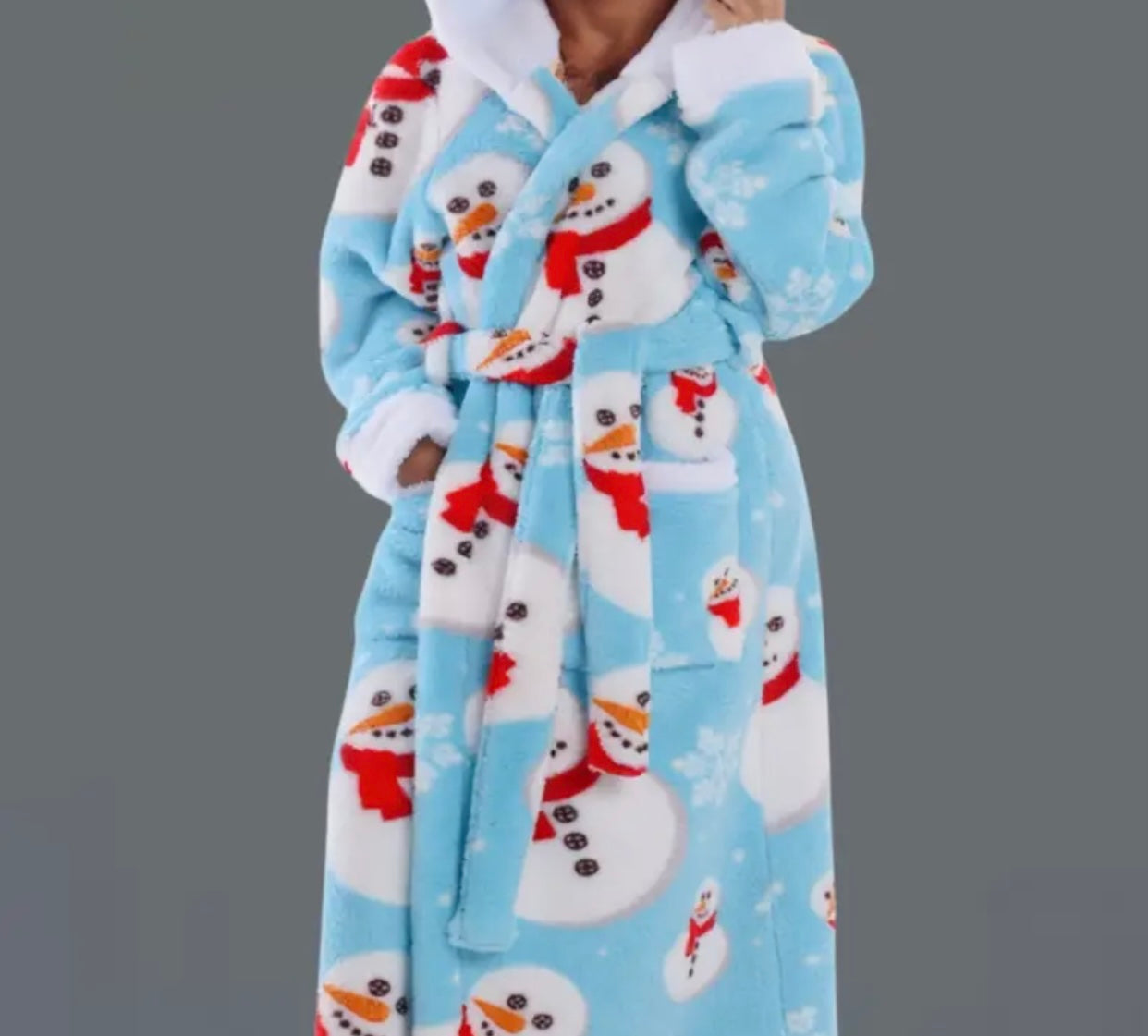 Blue snowman hooded robe