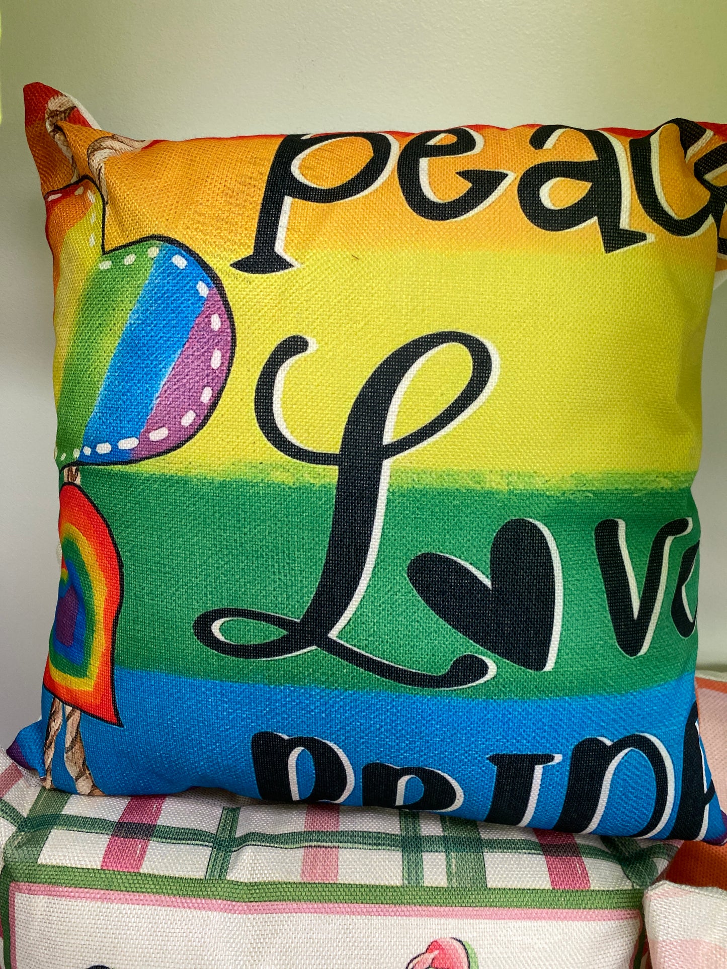 PEACE LOVE PRIDE THROW PILLOW