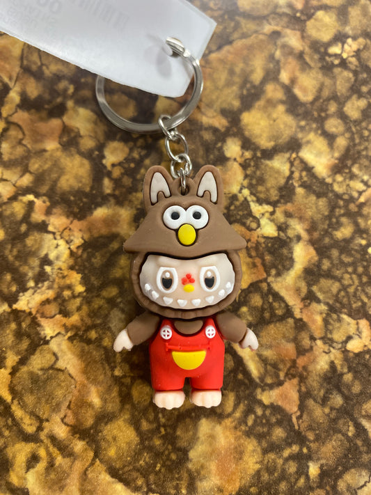 BROWN RED LABUBU KEYCHAIN