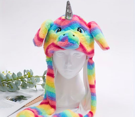 RAINBOW UNICORN MOVING EARS HAT