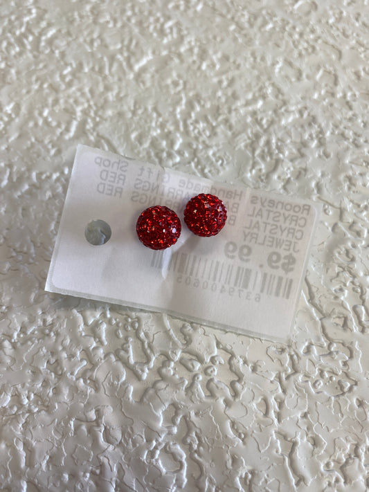 CRYSTAL BALL EARRINGS RED