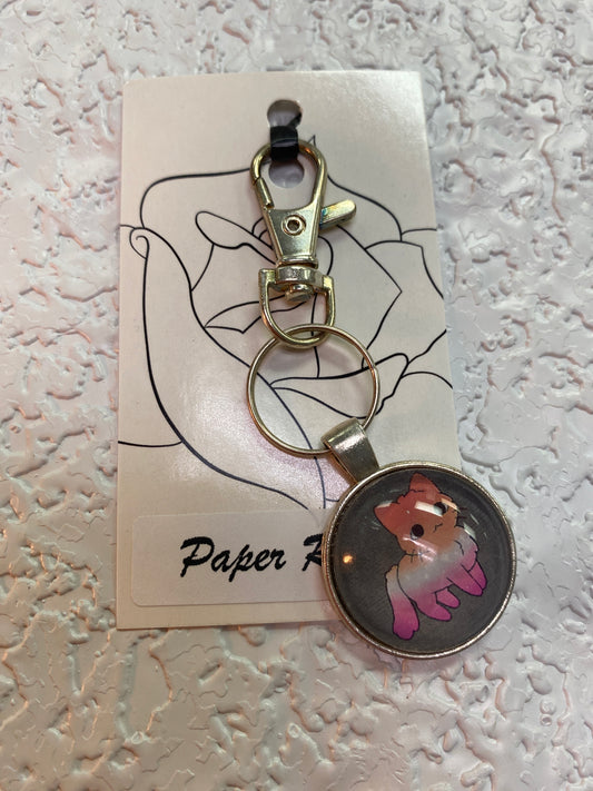 LESBIAN CAT SILVER KEYCHAIN
