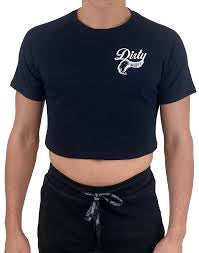 BLACK DIRTY CROP TOP SMALL LOGO