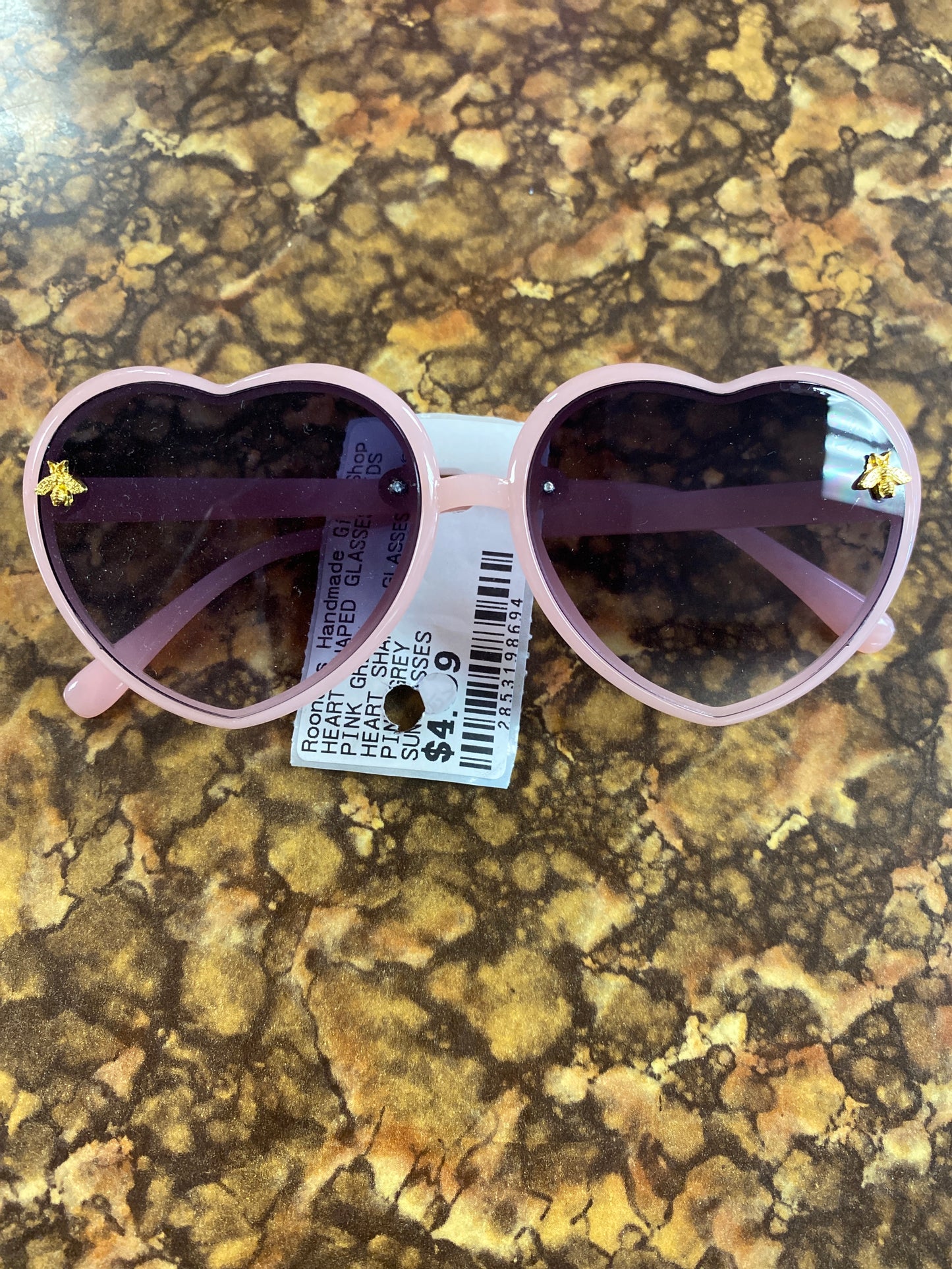 HEART SHAPED GLASSES KIDS PINK GREY