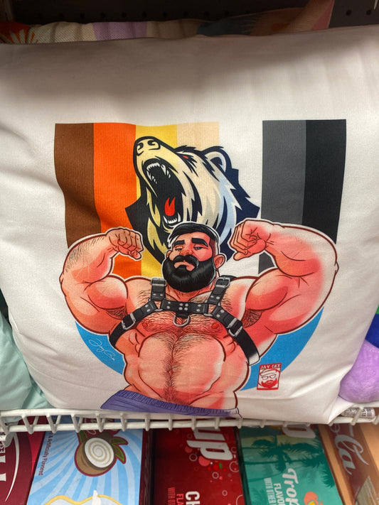 MUSCLE BEAR GAY BEAR THROW PILLOW