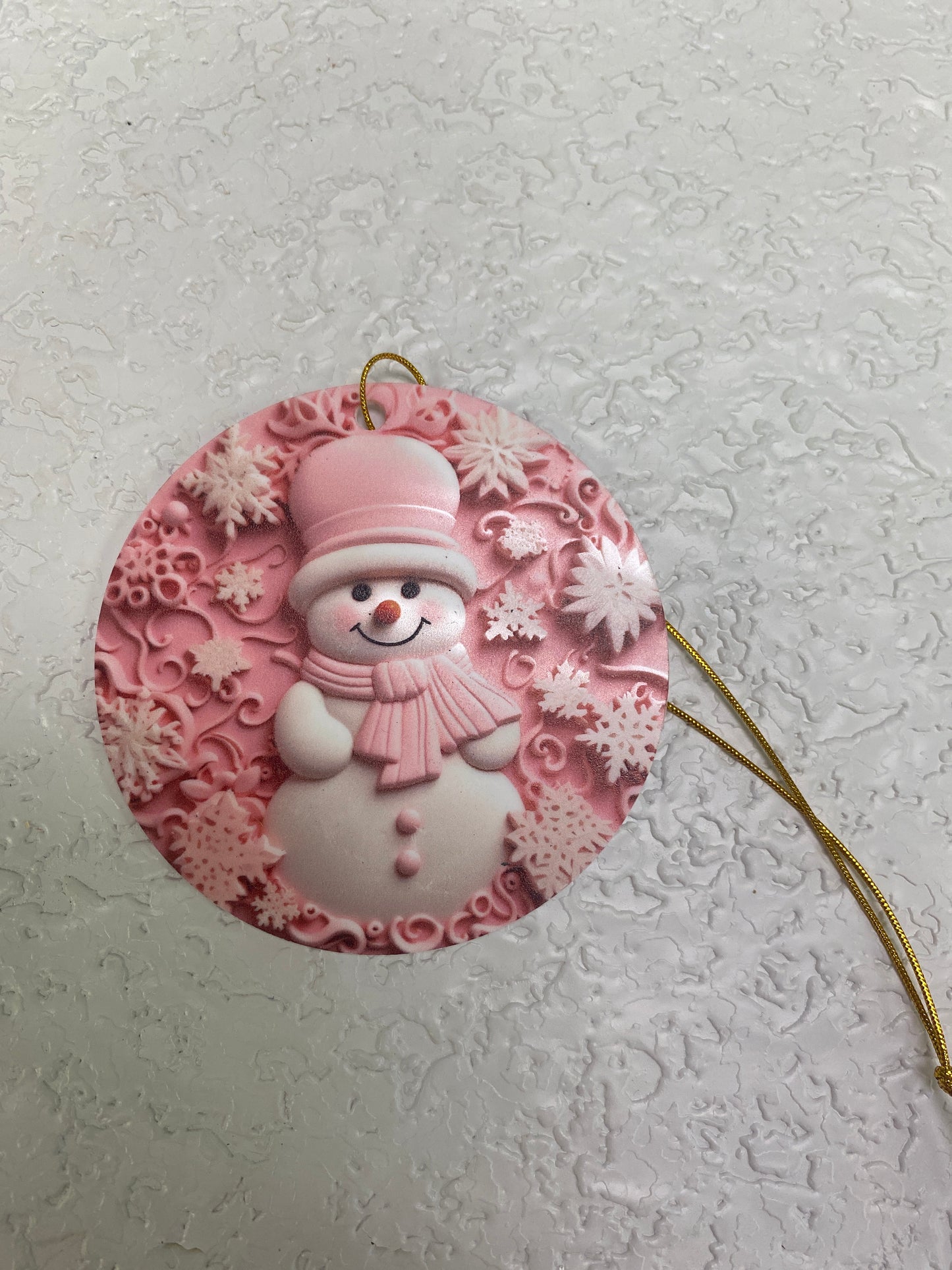 ACRYLIC PINK SNOWMAN ORN