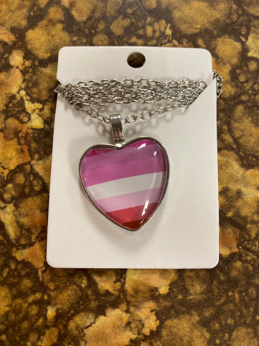 LESBIAN PRIDE HEART NECKLACE