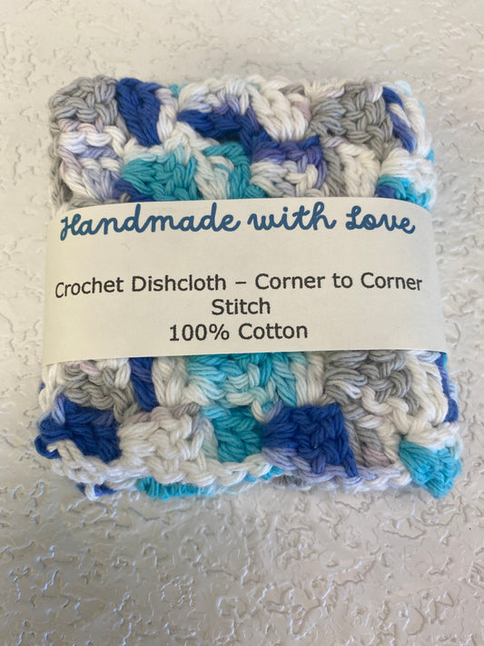 DISHCLOTH BLUE GREY WHITE