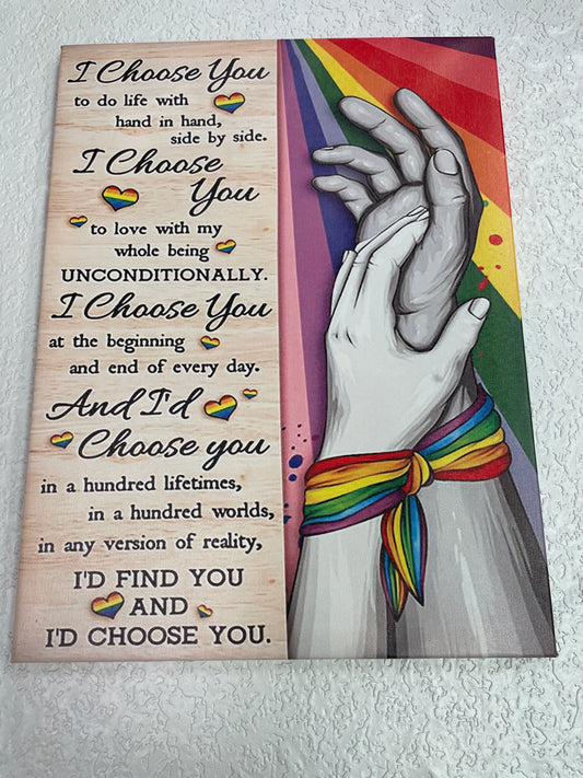 LGBT PRIDE CANVAS WALL ART I CHOOSE YOU