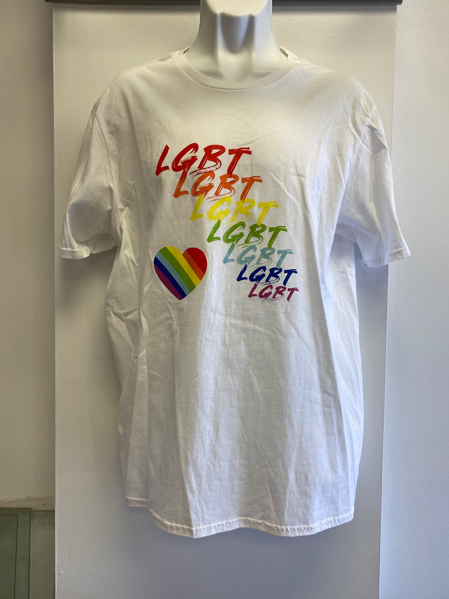 LGBT RAINBOW SHIRT WHITE ADULT