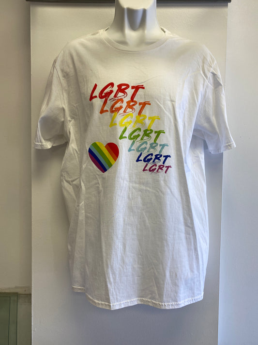 LGBT RAINBOW SHIRT WHITE ADULT