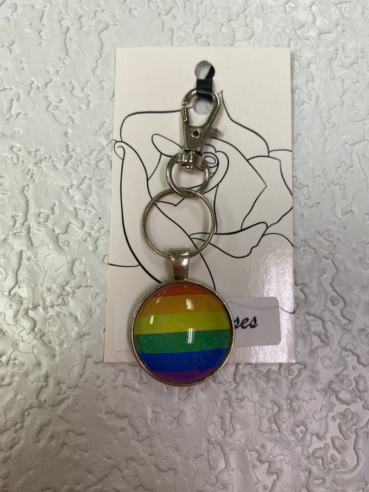 RAINBOW PRIDE SILVER KEYCHAIN