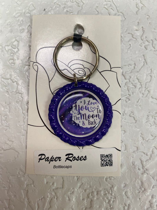 TO MOON BOTTLE CAP KEYCHAIN