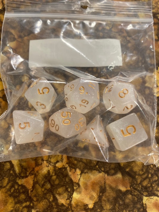 DD DICE CLEAR GOLD COLORS