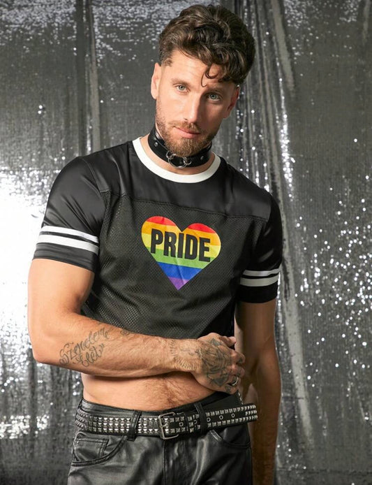 BLACK PRIDE HEART WHITE STRIPES SHIRT