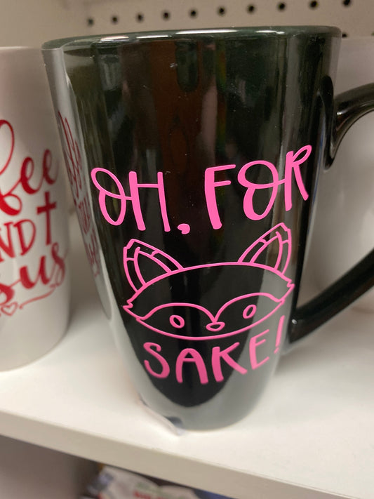 Black coffee mug for fox sakes