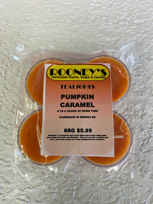 PUMPKIN CARAMEL 4 PK TEALIGHTS
