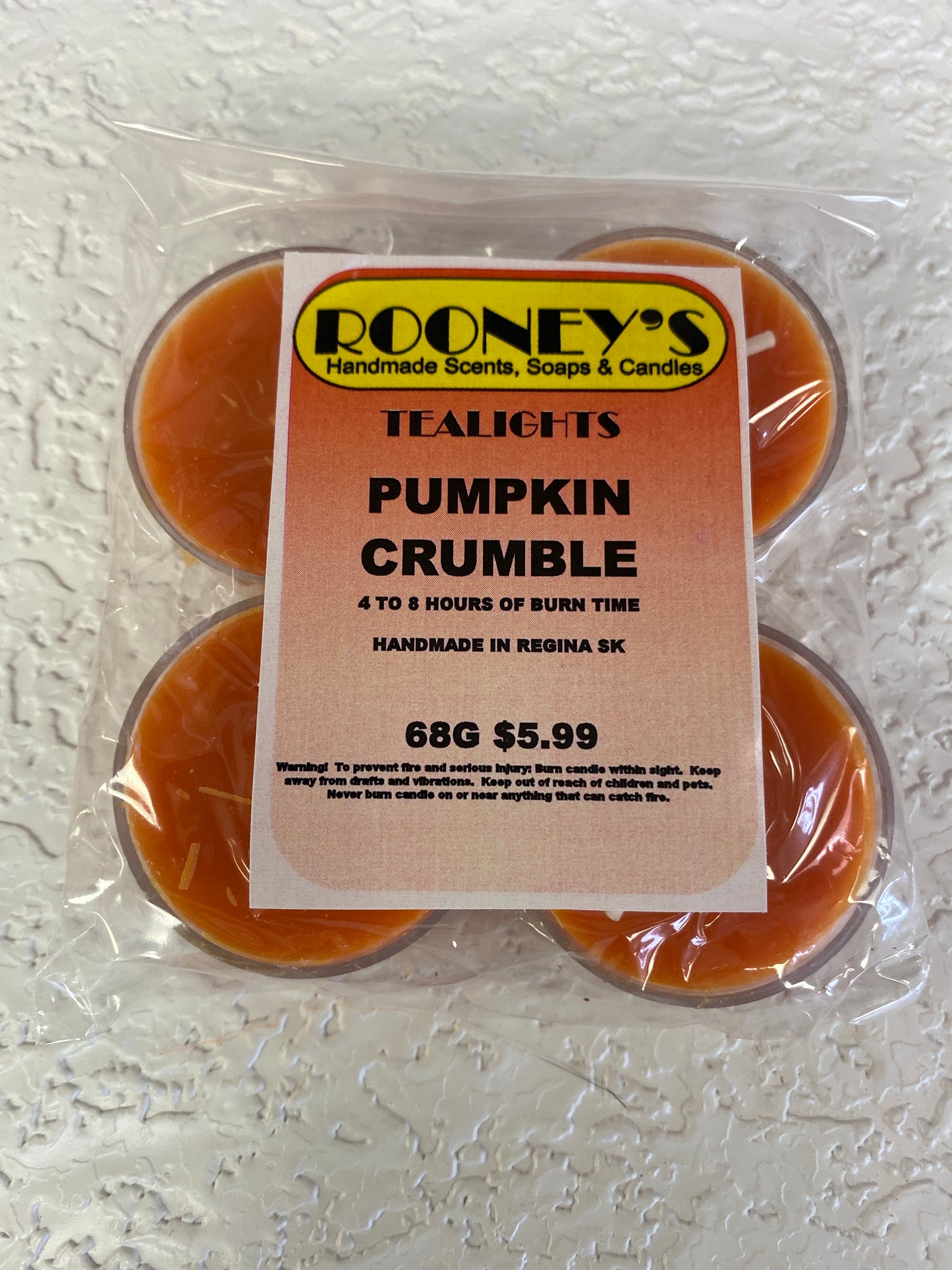 PUMPKIN CRUMBLE 4 PACK TEALIGHT CANDLES