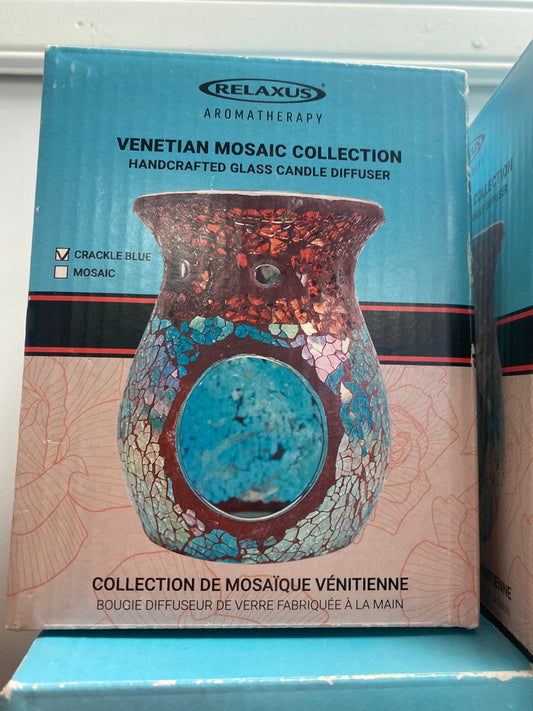 Crackle blue candle warmer