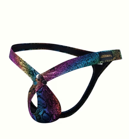 MENS SEXY RAINBOW SNAKE PRINT THONG ONE SIZE