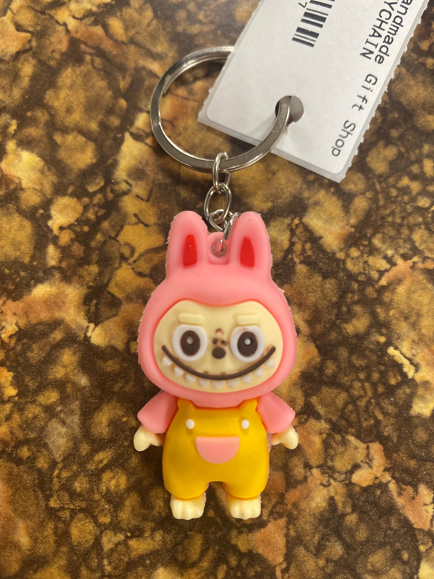 PINK YELLOW LABUBU KEYCHAIN