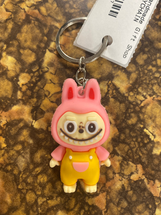 PINK YELLOW LABUBU KEYCHAIN