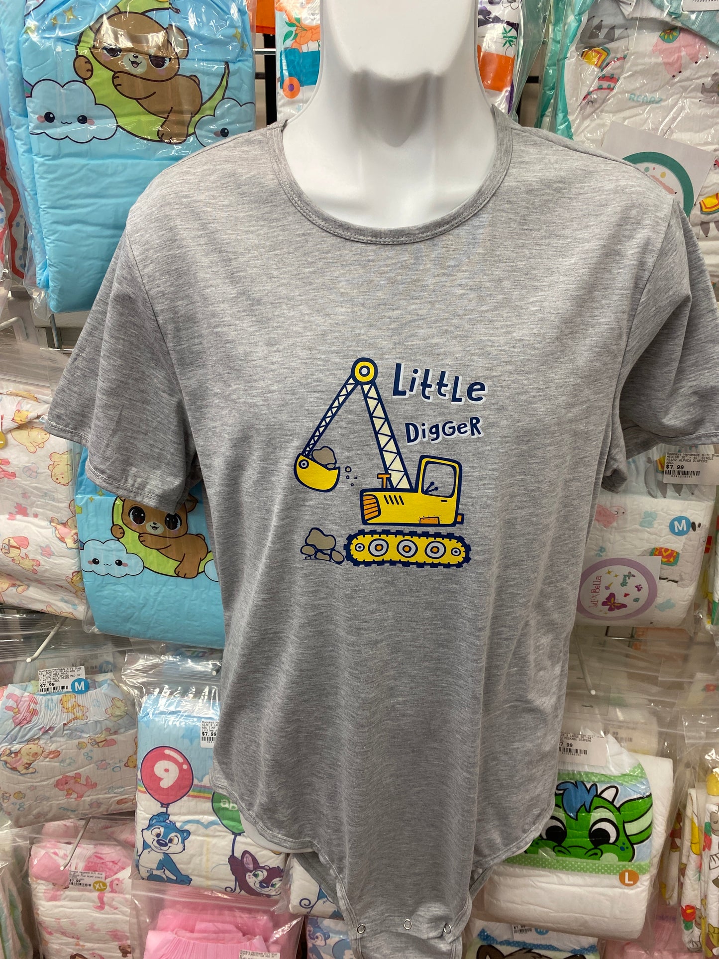 LITTLE DIGGER GREY ADULT ROMPER