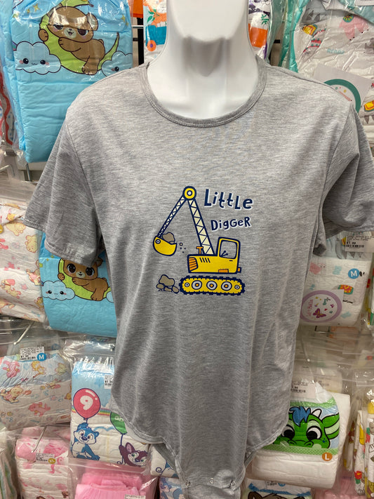 LITTLE DIGGER GREY ADULT ROMPER
