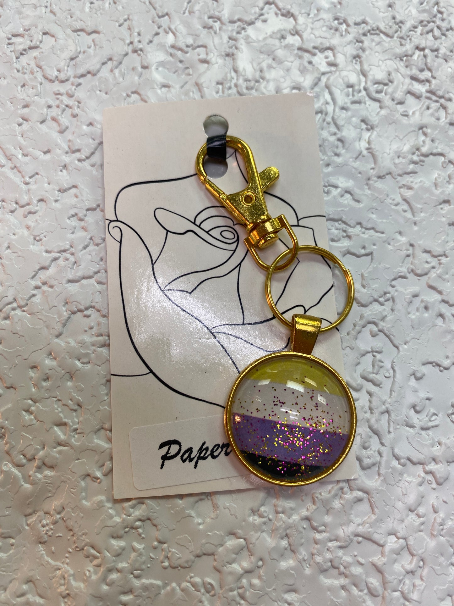 NON BINARY GOLD KEYCHAIN