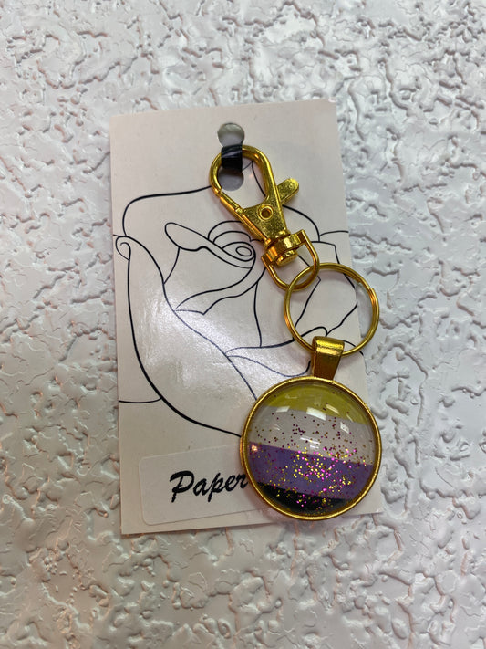 NON BINARY GOLD KEYCHAIN