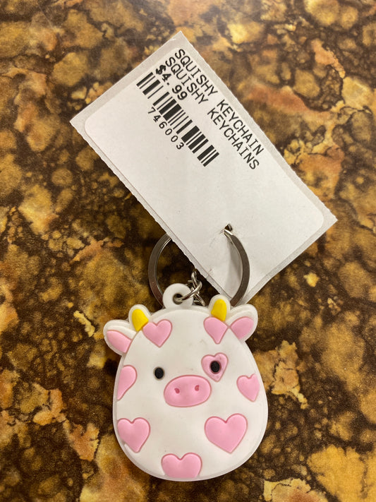PINK HEART COW KEYCHAIN