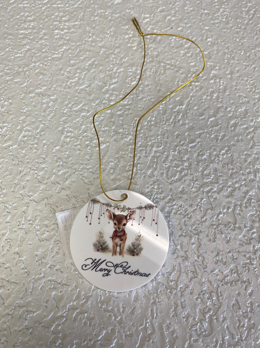 BABY DEER RUSTIC ACRYLIC CHRISTMAS ORN