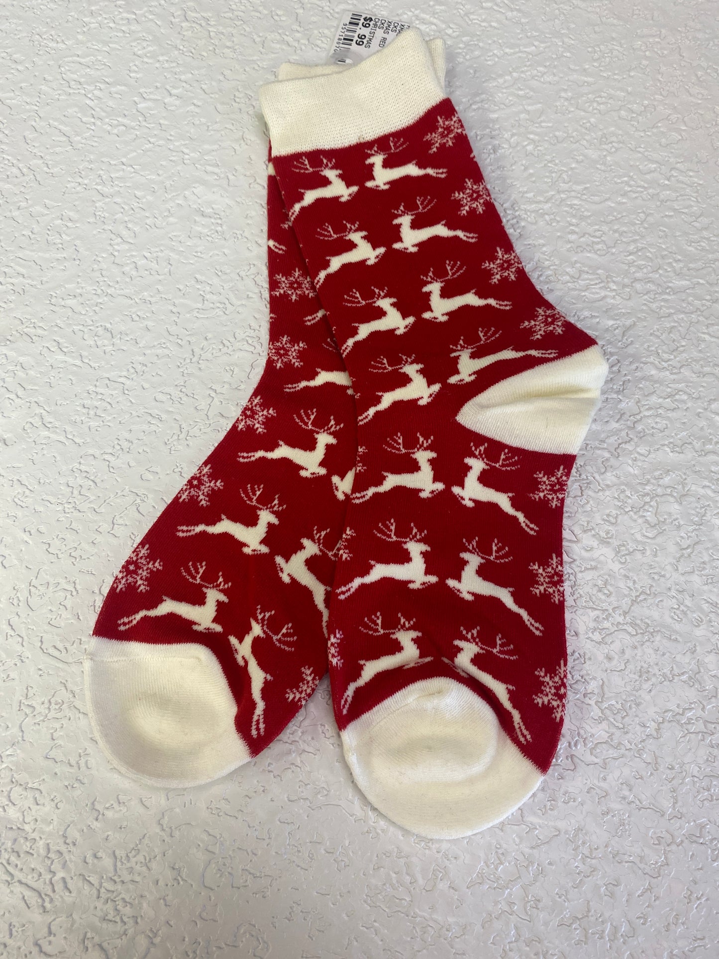 XMAS RED WHITE RAINDEER SOCKS