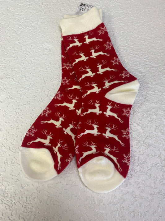 XMAS RED WHITE RAINDEER SOCKS