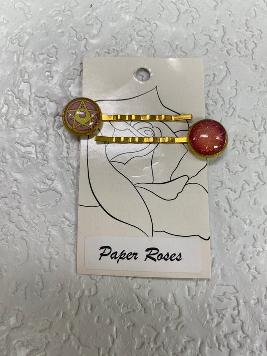 PINK MOON CRYSTAL POWER HAIR CLIPS