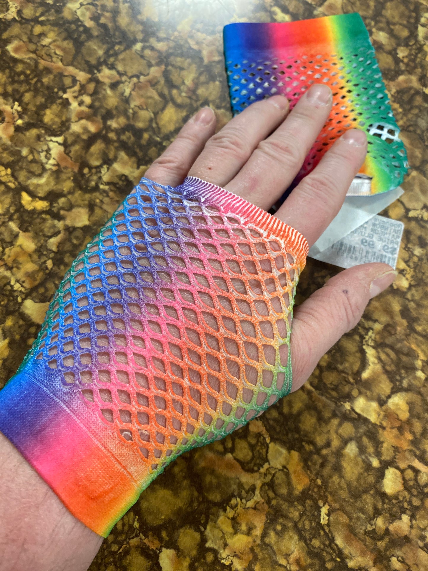 RAINBOW MESH GLOVES SHORT
