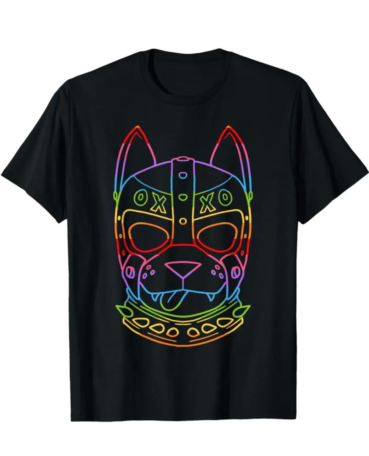 GAY PUP PLAY PUP MASK RAINBOW PRIDE T SHIRT