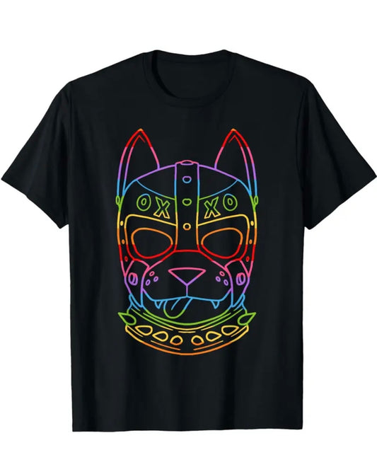 GAY PUP PLAY PUP MASK RAINBOW PRIDE T SHIRT