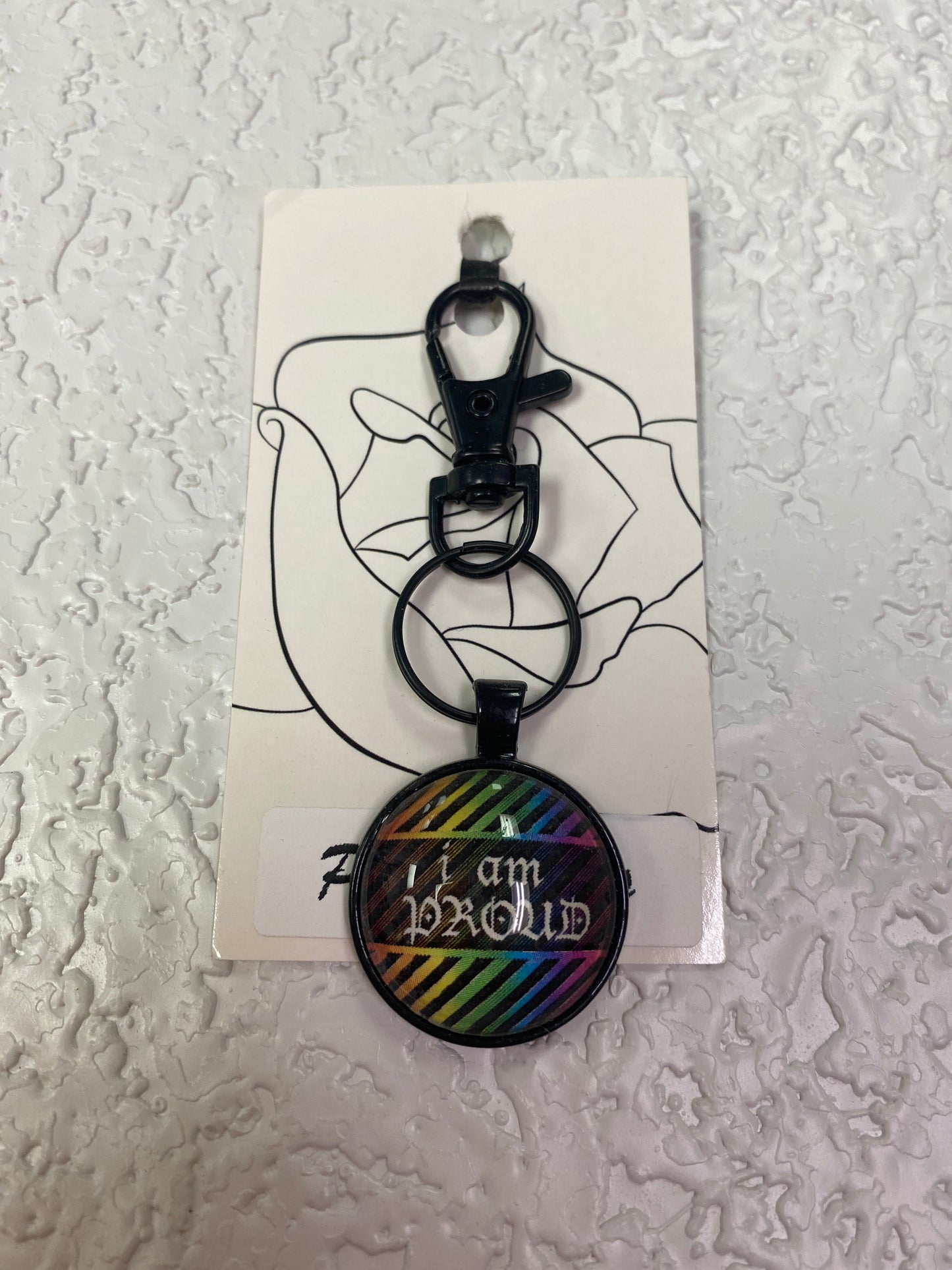 I AM PROUD PRIDE BLACK KEYCHAIN