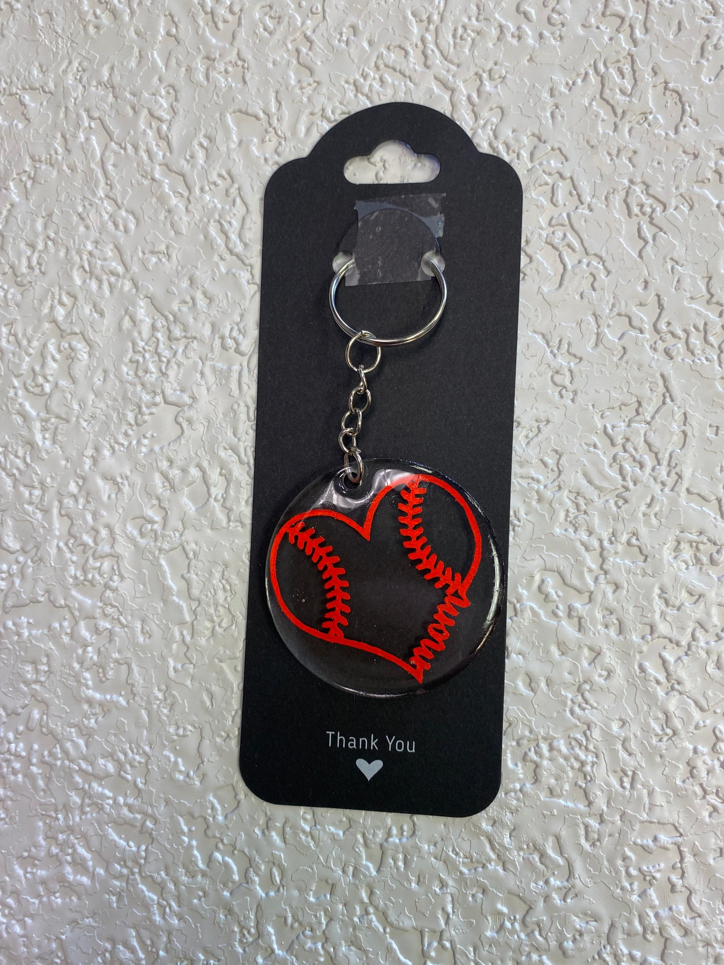 KEYCHAINS BASEBALL HEART MOM
