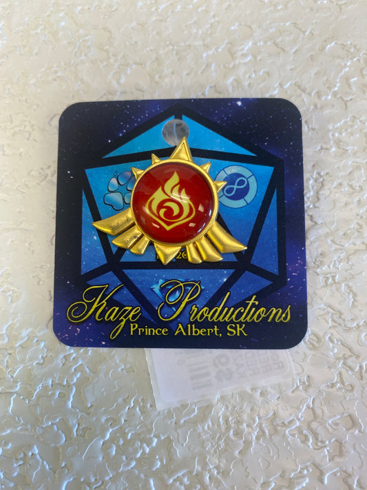 RED GOLD FIRE CREST PIN