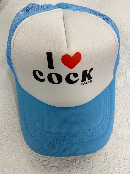 I LOVE COCKTAILS BLUE HAT