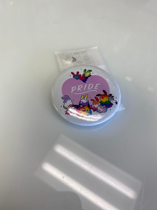 PRIDE FLAGS BUNNIES BUTTON