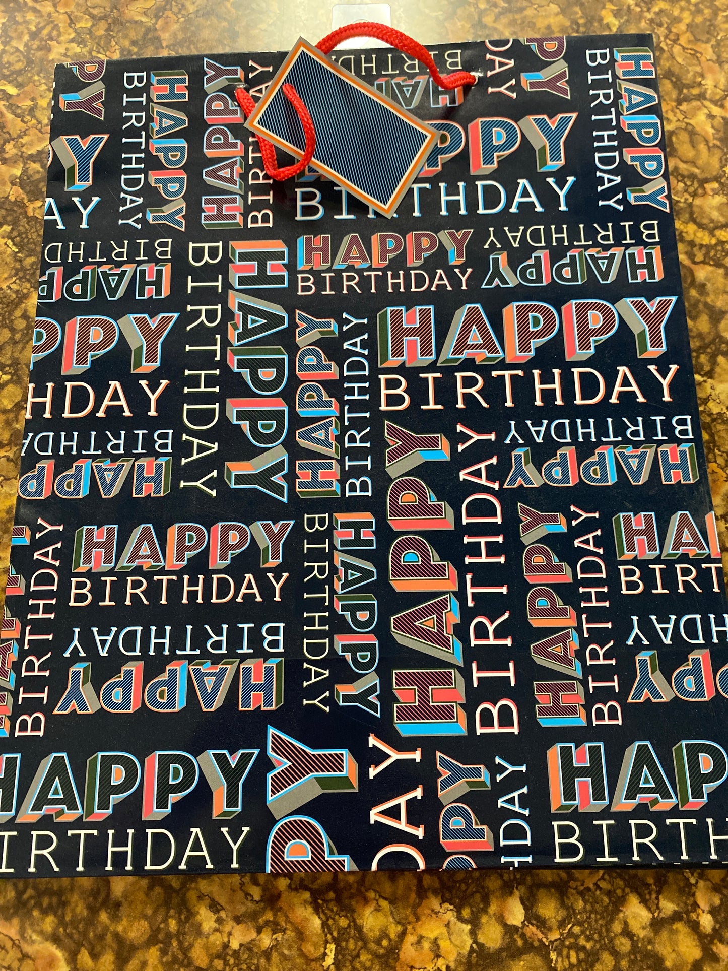 MEDIUM GIFT BAG HAPPY BIRTHDAY BLACK