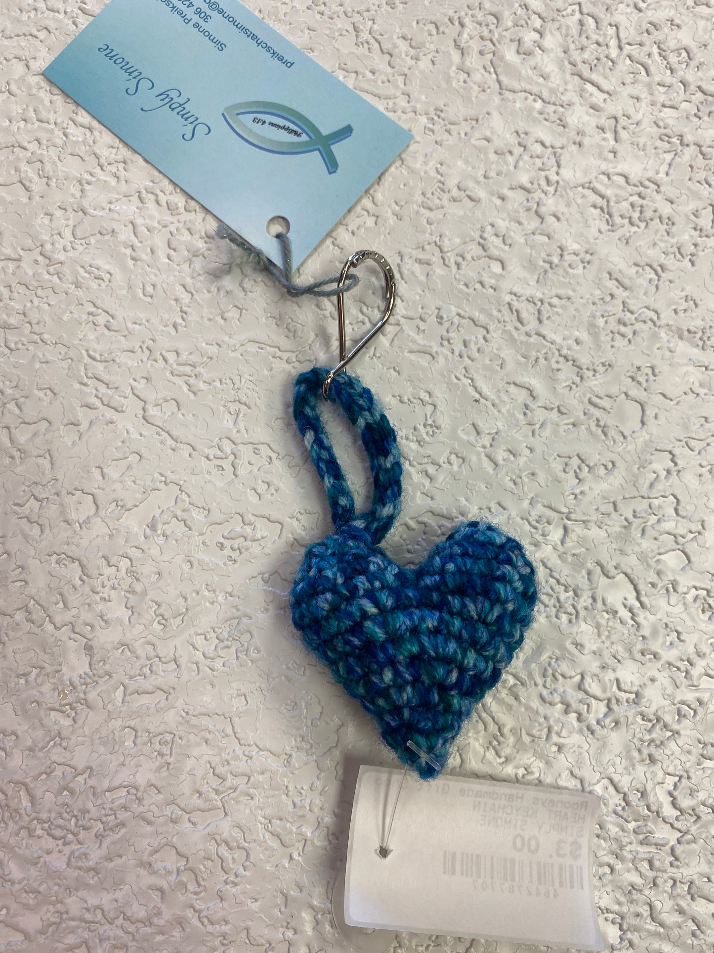 MIXED BLUE HEART KEYCHAIN