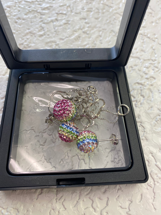 LIGHT RAINBOW CRYSTAL BALL JEWELRY SET
