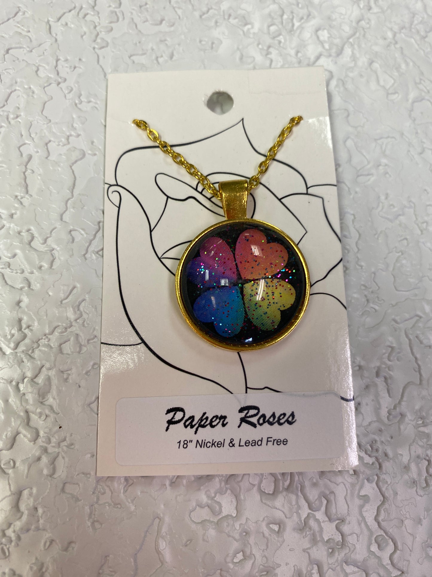 RAINBOW CLOVER GOLD NECKLACE