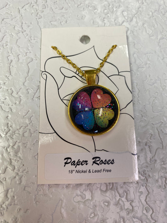 RAINBOW CLOVER GOLD NECKLACE